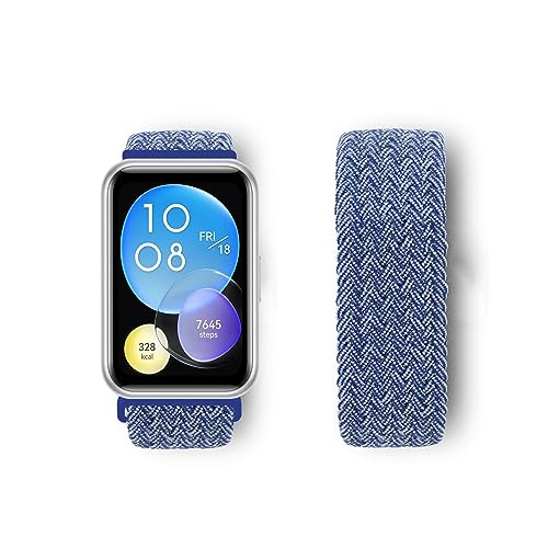LXURY Nylon Armbänder für Huawei Watch Fit 2 Armband Elastisches Geflochtenes Solo Loop Sport Ersatzarmband Kompatibel mit Huawei Watch Fit 2 Uhrenarmband für Damen Herren (XS,1) von LXURY