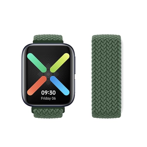 LXURY Nylon Armbänder für Oppo Watch 41mm Armband Elastisches Geflochtenes Solo Loop Sport Ersatzarmband Kompatibel mit Oppo Watch 41 mm Uhrenarmband für Damen Herren (XS,8) von LXURY