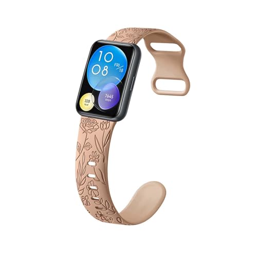 LXURY Silikon Armbänder für Huawei Watch Fit 2 Armband, Weiche Floral Gravierte Rose Band für Huawei Watch Fit 2 Damen Herren Sport Ersatzarmband Kompatibel mit Huawei Watch Fit 2 Uhrenarmband (1) von LXURY
