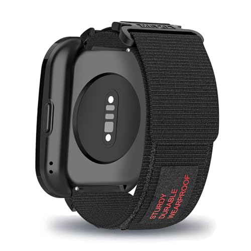 LXURY Sport Nylon Armbänder für Amazfit Bip 5 Armband mit Klettverschluss Einstellbar für Amazfit Bip 5 Frauen Männer Ersatzarmband Kompatible mit Amazfit Bip 5 Uhrenarmband (Schwarz) von LXURY