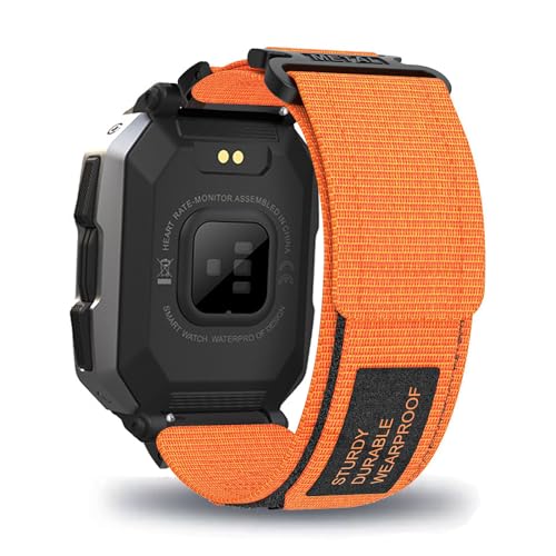 LXURY Sport Nylon Armbänder für C20 Smartwatch/Tank M1 Smartwatch Armband mit Klettverschluss Einstellbar für Frauen Männer Ersatzarmband Kompatible mit C20/Tank M1 Smartwatch Uhrenarmband (Orange) von LXURY