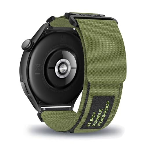 LXURY Sport Nylon Armbänder für Huawei Watch 4/ Watch 4 pro Armband mit Klettverschluss Einstellbar Frauen Männer Ersatzarmband Kompatible mit Huawei Watch 4/ Watch 4 pro Uhrenarmband (Grün) von LXURY
