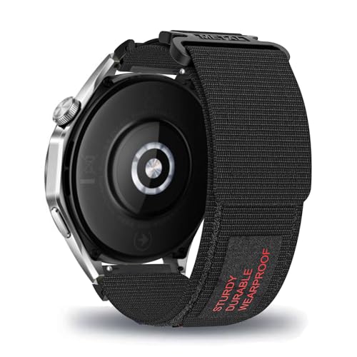 LXURY Sport Nylon Armbänder für OnePlus Watch 2 Armband mit Klettverschluss Einstellbar für OnePlus Watch 2 Frauen Männer Ersatzarmband Kompatible mit OnePlus Watch 2 Uhrenarmband (Schwarz) von LXURY