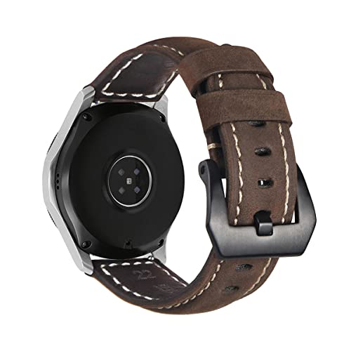 Leder Armbänder für Garmin Forerunner 255/255 Music Armband für Männer und Frauen Klassisches Leder mit Edelstahl Metall Schließe Kompatibel mit Garmin Forerunner 255/255 Music (1) von LXURY