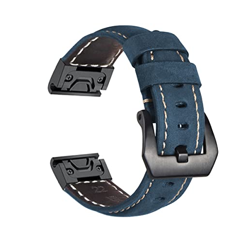 Leder Armbänder für Garmin Instinct 2/Instinct Esports/Solar/Tide/Tactical Armband für Männer und Frauen Klassisches Leder mit Edelstahl Metall Schließe Kompatibel mit Garmin Instinct 2 (2) von LXURY