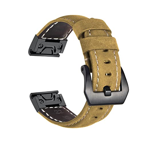 Leder Armbänder für Garmin Instinct 2 / Instinct 2 Solar/Instinct 2 Surf/Instinct 2 Tactical Armband für Männer und Frauen Klassisches Leder mit Edelstahl Metall Schließe (4) von LXURY