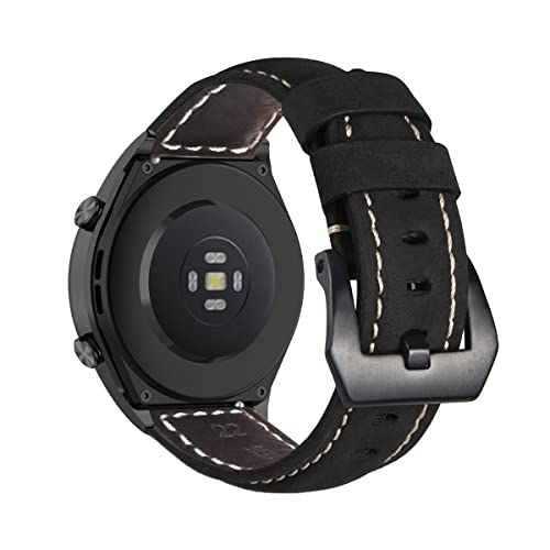 Leder Armbänder für Xiaomi Mi Watch/Watch s1/ Watch s1 Active/Watch s1 Pro Armband für Männer und Frauen Klassisches Leder mit Edelstahl Metall Schließe Kompatibel mit Xiaomi Mi Watch/Watch s1 (2) von LXURY