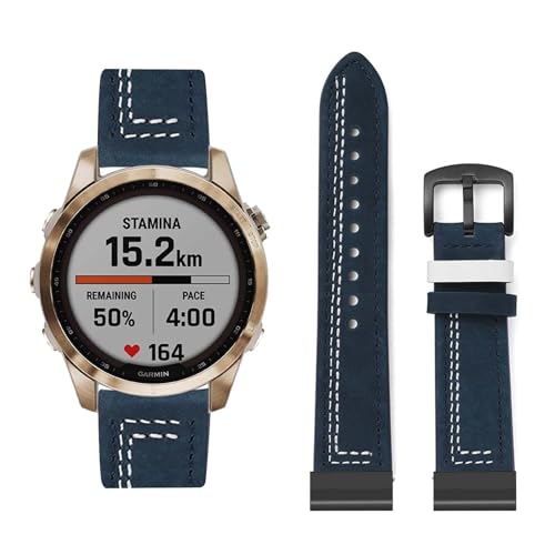 Lederarmband Kompatibel mit Garmin Fenix 6S Pro/6S Sapphire/6S Solar Armband, Vintage Leder Armbänder mit Schnalle aus Edelstahl Herren Damen Ersatzarmband für Garmin Fenix 6S Pro Uhrenarmband (13) von LXURY