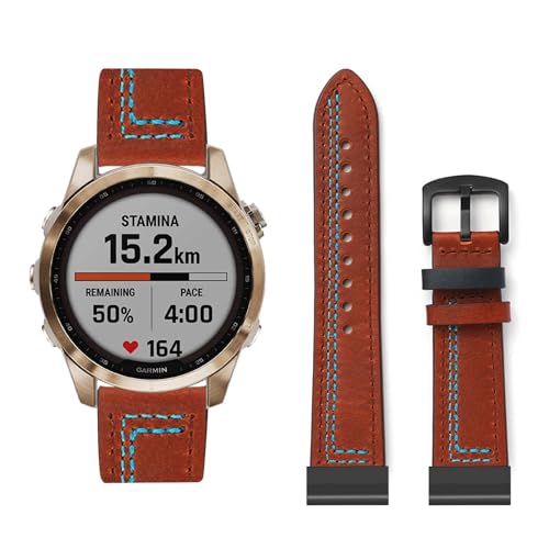Lederarmband Kompatibel mit Garmin Fenix 6S Pro/6S Sapphire/6S Solar Armband, Vintage Leder Armbänder mit Schnalle aus Edelstahl Herren Damen Ersatzarmband für Garmin Fenix 6S Pro Uhrenarmband (3) von LXURY