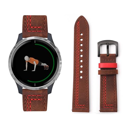 Lederarmband Kompatibel mit Garmin Vivoactive 5 Armband, Vintage Leder Armbänder mit Schnalle aus Edelstahl Ersatzarmband für Garmin Vivoactive 5 Uhrenarmband für Herren Damen (10) von LXURY