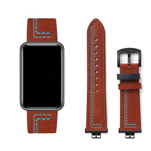 Lederarmband Kompatibel mit Huawei Watch Fit/Fit Elegant/Fit New Armband, Vintage Leder Armbänder mit Schnalle aus Edelstahl Ersatzarmband für Huawei Watch Fit Uhrenarmband für Herren Damen (5) von LXURY