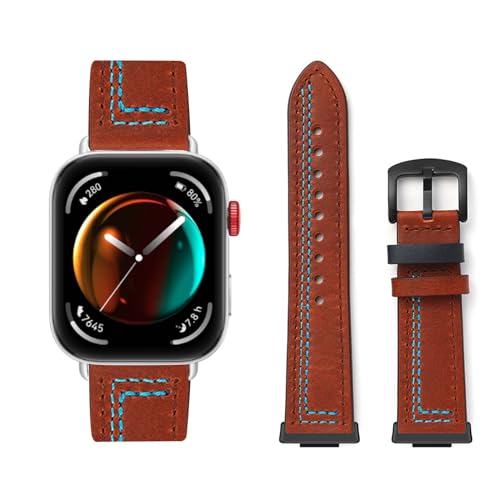 Lederarmband Kompatibel mit Huawei Watch Fit 3 Armband, Vintage Leder Armbänder mit Schnalle aus Edelstahl Ersatzarmband für Huawei Watch Fit 3 Uhrenarmband für Herren Damen (1) von LXURY