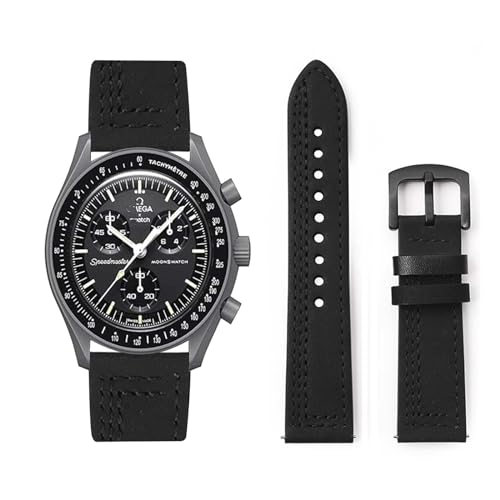 Lederarmband Kompatibel mit Omega x Swatch MoonSwatch Armband, Vintage Leder Armbänder mit Schnalle aus Edelstahl Ersatzarmband für Omega x Swatch MoonSwatch Uhrenarmband für Herren Damen (6) von LXURY