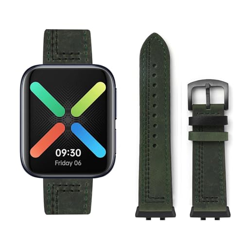 Lederarmband Kompatibel mit Oppo Watch 46mm Armband, Vintage Leder Armbänder mit Schnalle aus Edelstahl Ersatzarmband für Oppo Watch 46mm Uhrenarmband für Herren Damen (9) von LXURY