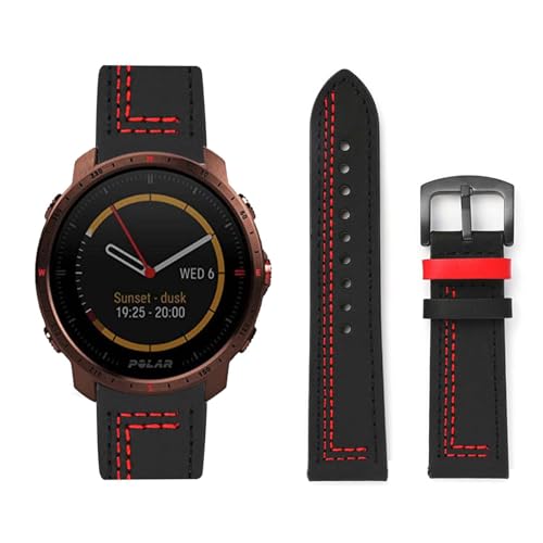 LXURY Lederarmband Kompatibel mit Polar Vantage M2/ Vantage M, Vintage Leder Armbänder mit Schnalle aus Edelstahl, Uhrenarmband für Herren Damen (9) von LXURY