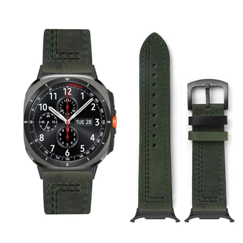 Lederarmband Kompatibel mit Samsung Galaxy Watch Ultra 47mm Armband, Vintage Leder Armbänder mit Schnalle aus Edelstahl Ersatzarmband für Samsung Watch Ultra 47mm Uhrenarmband für Herren Damen (1) von LXURY