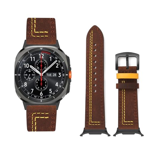 Lederarmband Kompatibel mit Samsung Galaxy Watch Ultra 47mm Armband, Vintage Leder Armbänder mit Schnalle aus Edelstahl Ersatzarmband für Samsung Watch Ultra 47mm Uhrenarmband für Herren Damen (10) Lederarmband Kompatibel mit Samsung Galaxy Watch Ultra 47mm Armband, Vintage Leder Armbänder mit Schnalle aus Edelstahl Ersatzarmband für Samsung Watch Ultra 47mm Uhrenarmband für Herren Damen (10) von LXURY
