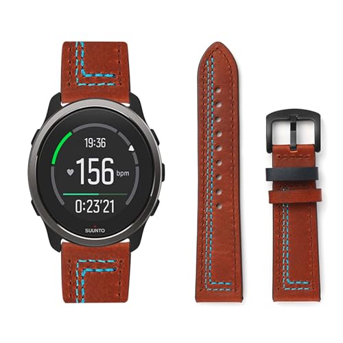 Lederarmband Kompatibel mit Suunto 9 Peak/ 5 Peak/Vertical Armband, Vintage Leder Armbänder mit Schnalle aus Edelstahl Herren Damen Ersatzarmband für Suunto 9 Peak/5 Peak/Vertical Uhrenarmband (11) von LXURY