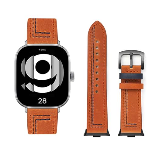 Lederarmband Kompatibel mit Xiaomi Redmi Watch 4 Armband, Vintage Leder Armbänder mit Schnalle aus Edelstahl Ersatzarmband für Xiaomi Redmi Watch 4 Uhrenarmband für Herren Damen (1) von LXURY