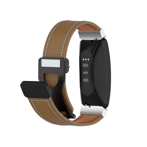 Magnetisch Lederarmband für Fitbit Inspire 3 Armband, Elegante Leder Armbänder für Herren Damen Verstellbarer Ersatzarmband Kompatibel mit Fitbit Inspire 3 Uhrenarmband (Braun) von LXURY