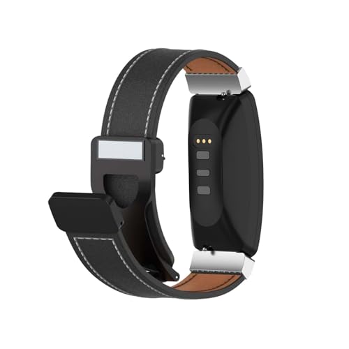 Magnetisch Lederarmband für Fitbit Inspire 3 Armband, Elegante Leder Armbänder für Herren Damen Verstellbarer Ersatzarmband Kompatibel mit Fitbit Inspire 3 Uhrenarmband (Schwarz) von LXURY