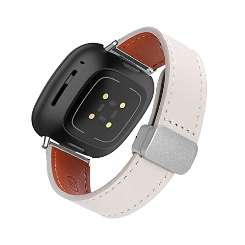 Magnetisch Lederarmband für Fitbit Versa 4/Versa 3/Sense/Sense 2 Armband, Elegante Leder für Herren Damen Verstellbarer Ersatzarmband Kompatibel mit Fitbit Versa 4/3/Sense/Sense 2 Uhrenarmband (10) von LXURY