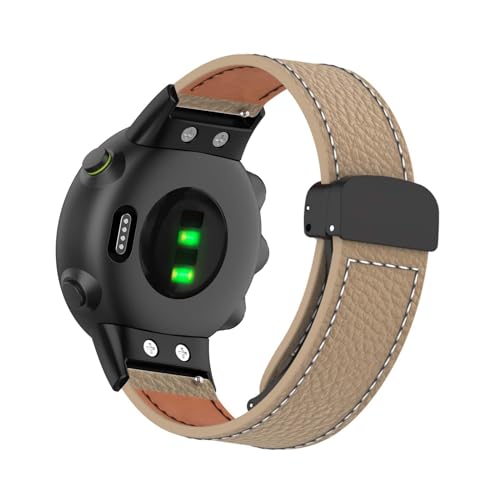 Magnetisch Lederarmband für Garmin Forerunner 45/ 45S Armband, Elegante Leder Armbänder für Herren Damen Verstellbarer Ersatzarmband Kompatibel mit Garmin Forerunner 45/45S Uhrenarmband (Braun) von LXURY