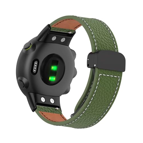 Magnetisch Lederarmband für Garmin Forerunner 45/ 45S Armband, Elegante Leder Armbänder für Herren Damen Verstellbarer Ersatzarmband Kompatibel mit Garmin Forerunner 45/45S Uhrenarmband (Grün) von LXURY