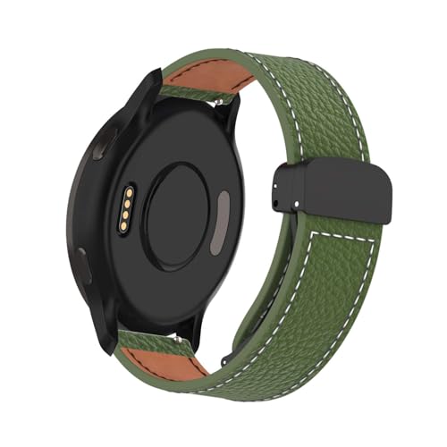 Magnetisch Lederarmband für Garmin Venu 2S/Venu 3S/Vivoactive 4S/Vivomove 3S Armband, Elegante Leder für Herren Damen Verstellbarer Ersatzarmband Kompatibel mit Garmin Venu 2S Uhrenarmband (Grün) von LXURY