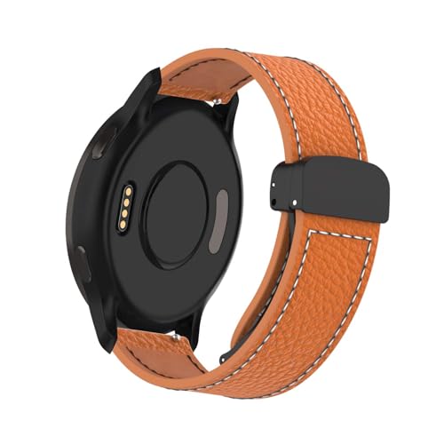 Magnetisch Lederarmband für Garmin Venu 2S/Venu 3S/Vivoactive 4S/Vivomove 3S Armband, Elegante Leder für Herren Damen Verstellbarer Ersatzarmband Kompatibel mit Garmin Venu 2S Uhrenarmband (Orange) von LXURY
