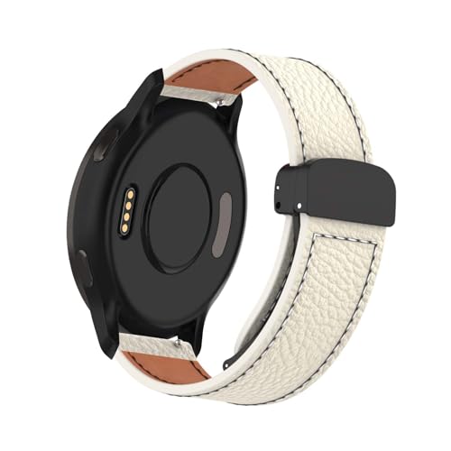 Magnetisch Lederarmband für Garmin Venu 2S/Venu 3S/Vivoactive 4S/Vivomove 3S Armband, Elegante Leder für Herren Damen Verstellbarer Ersatzarmband Kompatibel mit Garmin Venu 2S Uhrenarmband (Weiß) von LXURY