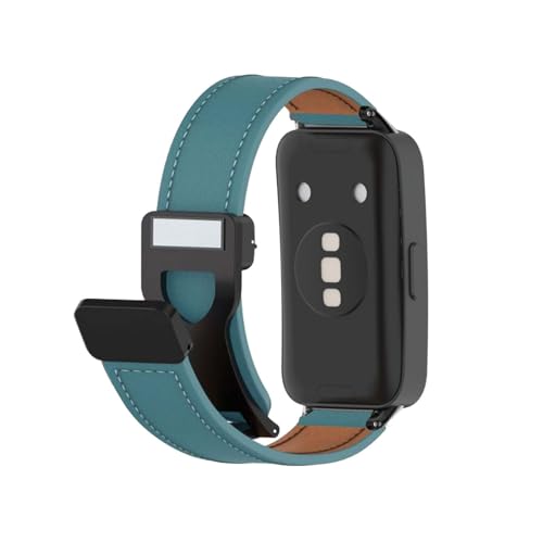 Magnetisch Lederarmband für Huawei Band 8 Armband, Elegante Leder Armbänder für Herren Damen Verstellbarer Ersatzarmband Kompatibel mit Huawei Band 8 Uhrenarmband (Grün) von LXURY