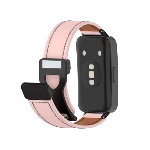 Magnetisch Lederarmband für Huawei Band 8 Armband, Elegante Leder Armbänder für Herren Damen Verstellbarer Ersatzarmband Kompatibel mit Huawei Band 8 Uhrenarmband (Rosa) von LXURY