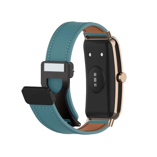 Magnetisch Lederarmband für Huawei Watch Fit Mini Armband, Elegante Leder Armbänder für Herren Damen Verstellbarer Ersatzarmband Kompatibel mit Huawei Watch Fit Mini Uhrenarmband (Grün) von LXURY