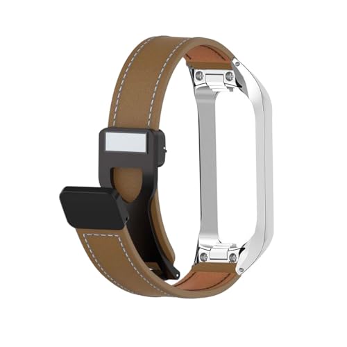 Magnetisch Lederarmband für Samsung Galaxy Fit 2 Armband, Elegante Leder Armbänder für Herren Damen Verstellbarer Ersatzarmband Kompatibel mit Samsung Galaxy Fit 2 Uhrenarmband (Braun) von LXURY