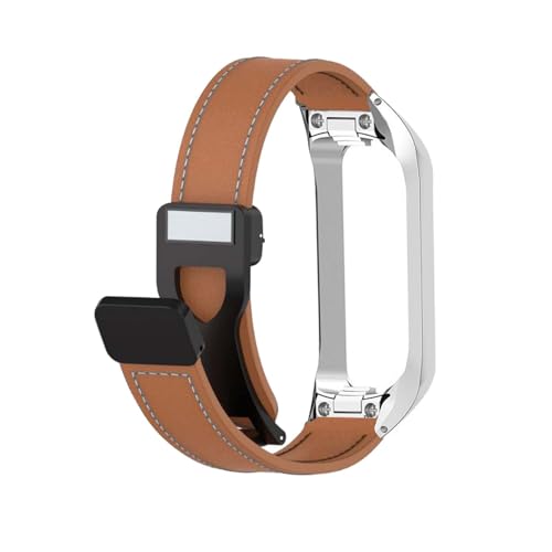 Magnetisch Lederarmband für Samsung Galaxy Fit 2 Armband, Elegante Leder Armbänder für Herren Damen Verstellbarer Ersatzarmband Kompatibel mit Samsung Galaxy Fit 2 Uhrenarmband (Orange) von LXURY