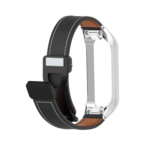 Magnetisch Lederarmband für Samsung Galaxy Fit 2 Armband, Elegante Leder Armbänder für Herren Damen Verstellbarer Ersatzarmband Kompatibel mit Samsung Galaxy Fit 2 Uhrenarmband (Schwarz) von LXURY