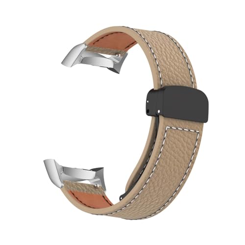 Magnetisch Lederarmband für Samsung Gear Fit 2/ Gear Fit 2 Pro Armband, Elegante Leder Armbänder für Herren Damen Verstellbarer Ersatzarmband Kompatibel mit Samsung Gear Fit 2 Uhrenarmband (Braun) von LXURY