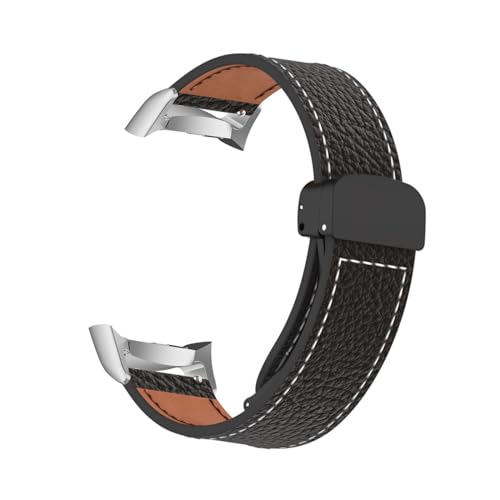 Magnetisch Lederarmband für Samsung Gear Fit 2/ Gear Fit 2 Pro Armband, Elegante Leder Armbänder für Herren Damen Verstellbarer Ersatzarmband Kompatibel mit Samsung Gear Fit 2 Uhrenarmband (Schwarz) von LXURY