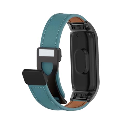 Magnetisch Lederarmband für Xiaomi Mi Band 5/Mi Band 6 Armband, Elegante Leder Armbänder für Herren Damen Verstellbarer Ersatzarmband Kompatibel mit Xiaomi Mi Band 5/Mi Band 6 Uhrenarmband (Grün) von LXURY