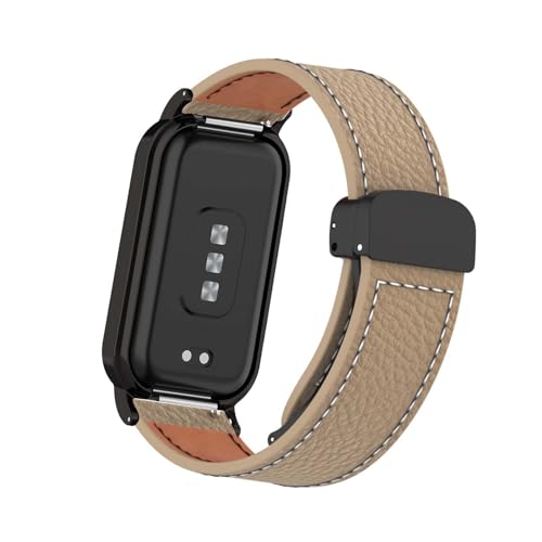 Magnetisch Lederarmband für Xiaomi Mi Band 8 Active/Redmi Smart Band 2 Armband, Elegante Leder für Herren Damen Verstellbarer Ersatzarmband Kompatibel mit Xiaomi Band 8 Active Uhrenarmband (Braun) von LXURY