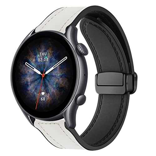 Magnetische Armbänder für Amazfit GTR 3 / GTR3 Pro Armband für Männer und Frauen, 22MM Magnetische Leder Silikon Hybrid Ersatzarmband Kompatibel mit Amazfit GTR 3 / GTR3 Pro (C) von LXURY