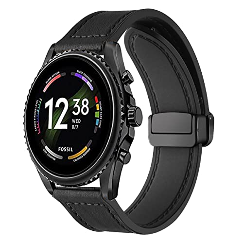 Magnetische Armbänder für Fossil GEN 6 44MM / Gen 5E 44MM Armband für Männer und Frauen, Magnetische Leder Silikon Hybrid Ersatzarmband Kompatibel mit Fossil GEN 6 44MM / Gen 5E 44MM (G) von LXURY