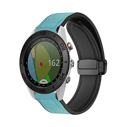 Magnetische Armbänder für Garmin Approach S62_S60_EPIX gen 2 Armband für Männer und Frauen, Magnetische Leder Silikon Hybrid Ersatzarmband Kompatibel mit Garmin Approach S62_S60_EPIX gen 2 (1) von LXURY