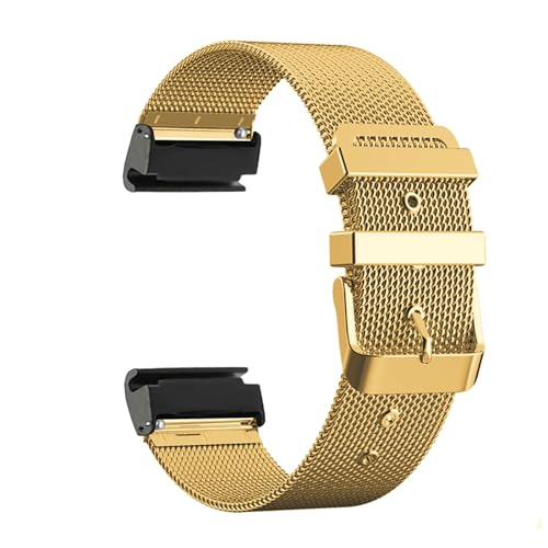 Metall Armbänder für Garmin Fenix 7X/7X Solar/7X Sapphire Solar Armband, Edelstahl Mesh mit Einstellbar Schnalle Ersatzarmband für Damen Herren Kompatibel mit Garmin Fenix 7X Uhrenarmband (Gold) von LXURY