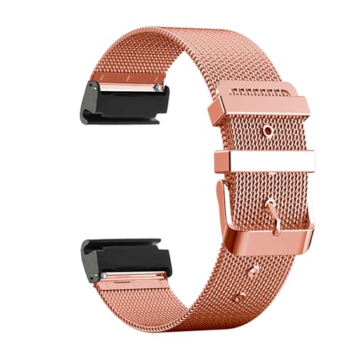 Metall Armbänder für Garmin Fenix 7X/7X Solar/7X Sapphire Solar Armband, Edelstahl Mesh mit Einstellbar Schnalle Ersatzarmband für Damen Herren Kompatibel mit Garmin Fenix 7X Uhrenarmband (Rosa) von LXURY
