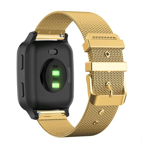 Metall Armbänder für Garmin Venu Sq 2/ Venu Sq 2 Music Armband, Edelstahl Mesh mit Einstellbar Schnalle Ersatzarmband für Damen Herren Kompatibel mit Garmin Venu Sq 2/Sq 2 Music Uhrenarmband (Gold) von LXURY