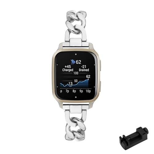 Metall Armbänder für Garmin Venu Sq 2/Venu Sq 2 Music Armband Damen Edelstahl Verstellbares Elegantes Ersatzarmband Kompatibel mit Garmin Venu Sq 2/Venu Sq 2 Music Uhrenarmband für Frauen (Silber) von LXURY