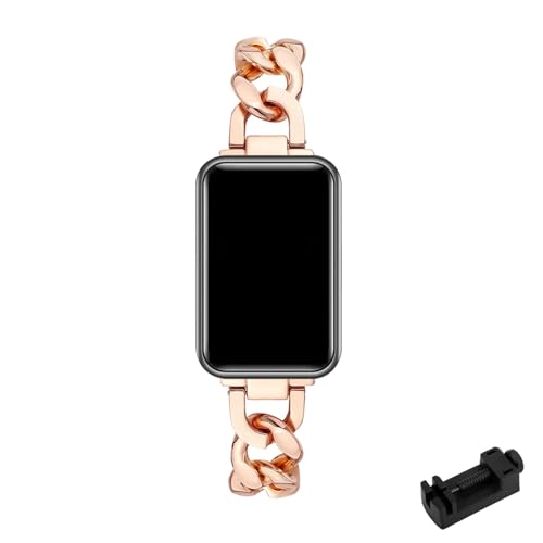 Metall Armbänder für Huawei Watch Fit/Fit Elegant/Fit New - Verstellbares Edelstahl Ersatzarmband für Damen - Kompatibel mit Huawei Watch Fit (Roségold) von LXURY