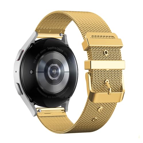 Metall Armbänder für Samsung Galaxy Watch 4/ 5 40mm/ 44mm Armband, Edelstahl Mesh mit Einstellbar Schnalle Damen Herren Ersatzarmband Kompatibel mit Samsung Watch 4/5 40mm/44mm Uhrenarmband (Gold) von LXURY